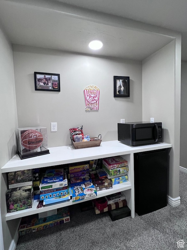4433 Devonshire Dr W, Bountiful, UT 84010 - bar with black microwave and carpet floors