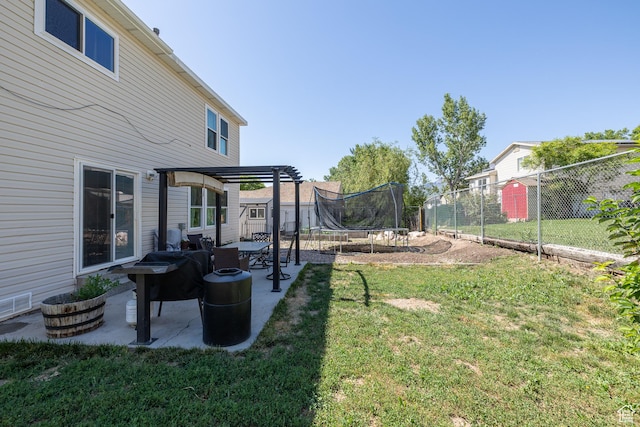 1250 N Lewis Peak Dr, Ogden, UT 84404 - view of yard featuring a trampoline, a pergola, and a patio