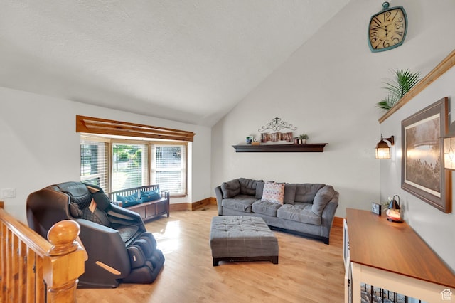 6767 S 1600 W, West Jordan, UT 84084 - living room featuring wood finished floors, vaulted ceiling, and baseboards
