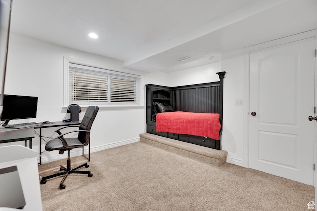6767 S 1600 W, West Jordan, UT 84084 - carpeted bedroom featuring baseboards, a desk, and recessed lighting