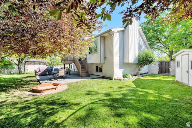 6767 S 1600 W, West Jordan, UT 84084 - rear view of property featuring a chimney, stairs, and a patio