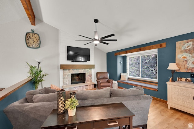 6767 S 1600 W, West Jordan, UT 84084 - living room with a ceiling fan, light wood-style flooring, and a fireplace