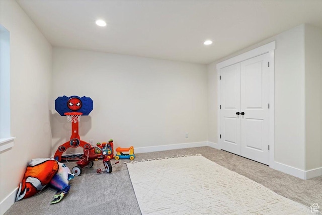1046 W Seasons View Ct, Lehi, UT 84043 - recreation room featuring carpet floors, recessed lighting, and baseboards
