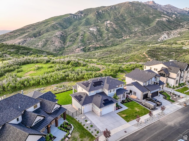 2279 E Ravine Rock Way, Draper, UT 84020 - aerial view at dusk of a mountain view and a residential view