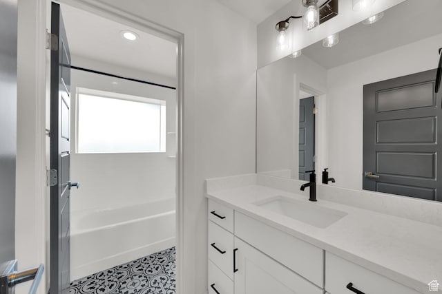 2279 E Ravine Rock Way, Draper, UT 84020 - bathroom with vanity, shower / tub combination, and recessed lighting