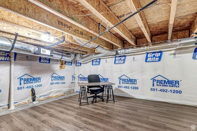 1323 S 3540 E, Spanish Fork, UT 84660 - unfinished below grade area with wood finished floors and an office area