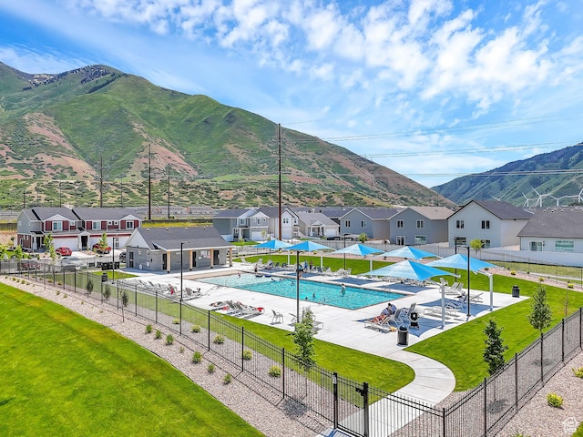 1323 S 3540 E, Spanish Fork, UT 84660 - community pool featuring a patio, a residential view, and a mountain view