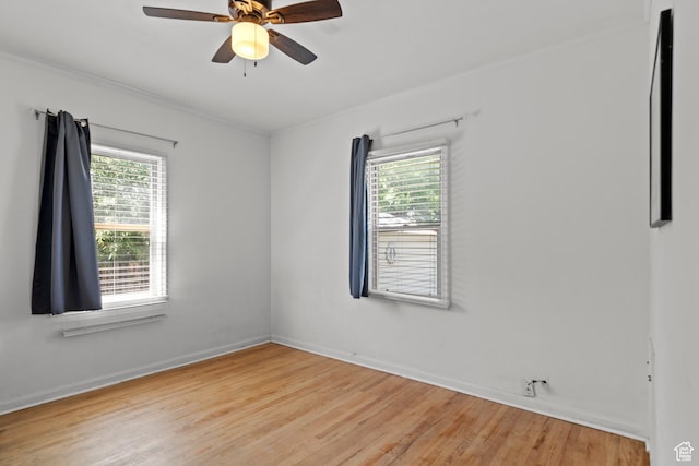 105 N 100 W, Richfield, UT 84701 - spare room featuring plenty of natural light, light wood finished floors, ceiling fan, baseboards, and crown molding