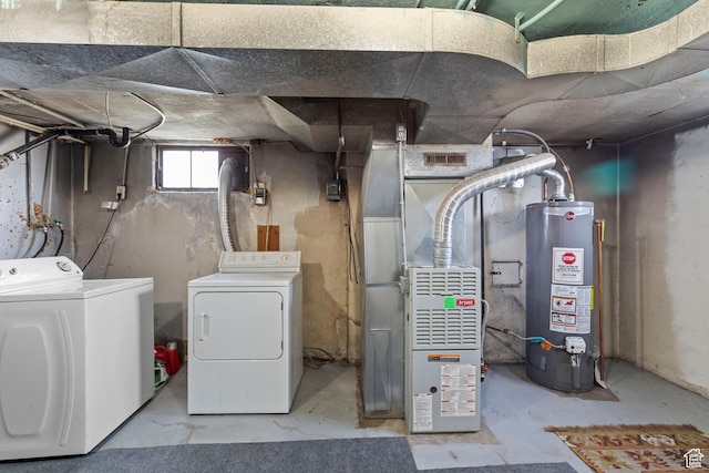 105 N 100 W, Richfield, UT 84701 - basement featuring gas water heater, washing machine and dryer, and heating unit
