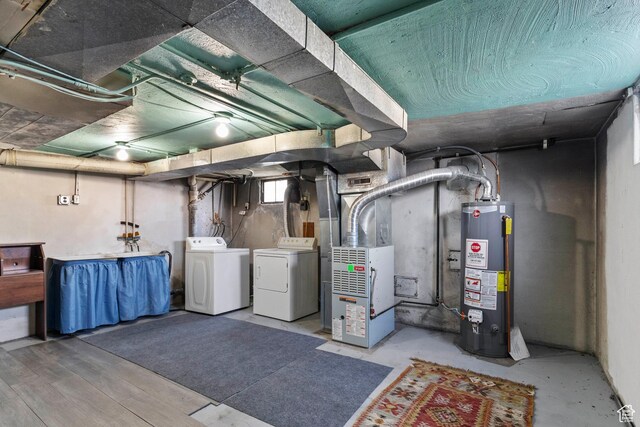 105 N 100 W, Richfield, UT 84701 - basement featuring water heater, washer and clothes dryer, and heating unit