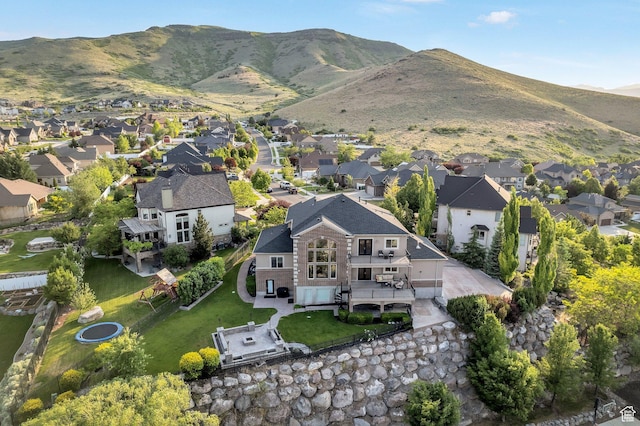 14709 S Cedar Knoll Cir, Herriman, UT 84096 - aerial view of property and surrounding area with nearby suburban area and a mountain backdrop