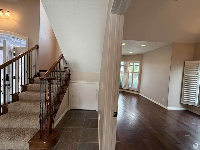 639 N 1550 E, Price, UT 84501 - staircase featuring baseboards, wood finished floors, and recessed lighting