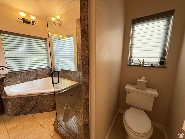 639 N 1550 E, Price, UT 84501 - bathroom featuring a garden tub, tile patterned floors, toilet, an enclosed shower, and baseboards