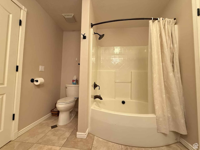 639 N 1550 E, Price, UT 84501 - bathroom with toilet, shower / bathtub combination with curtain, tile patterned flooring, and baseboards