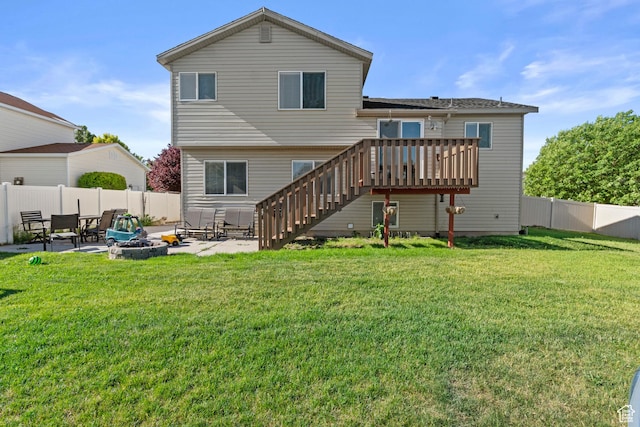2456 W 1600 N, Clinton, UT 84015 - rear view of house featuring a fire pit, a patio, stairs, and a deck