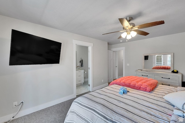 901 E 775 N, Layton, UT 84041 - carpeted bedroom featuring baseboards, a ceiling fan, and ensuite bathroom