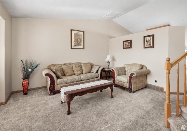 3139 S Timeron Dr, West Valley City, UT 84128 - carpeted living room with vaulted ceiling and baseboards