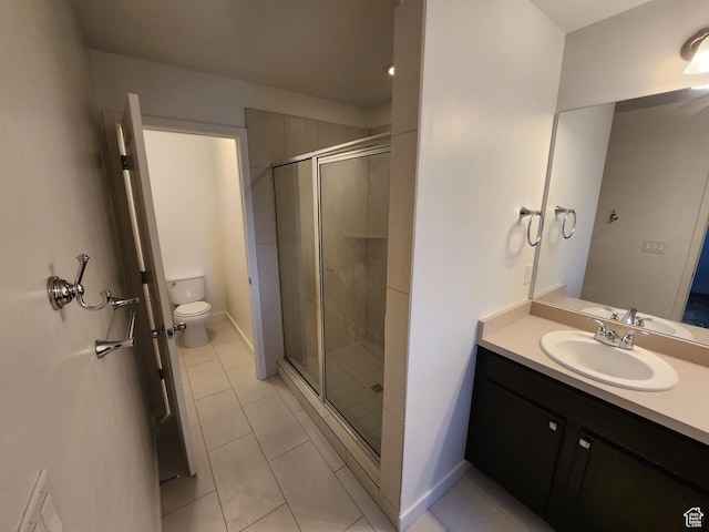 5103 W Laureston Way, Herriman, UT 84096 - full bathroom with a stall shower, toilet, vanity, and tile patterned flooring