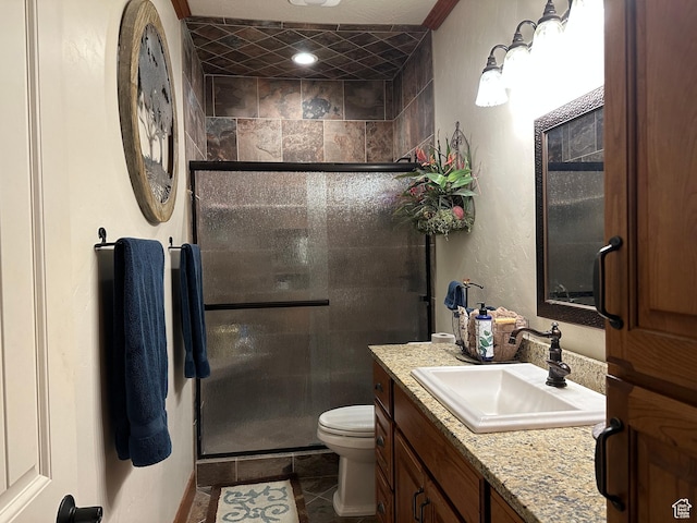 11730 E 24200 N, Fairview, UT 84629 - full bathroom with toilet, a stall shower, vanity, and tile patterned flooring