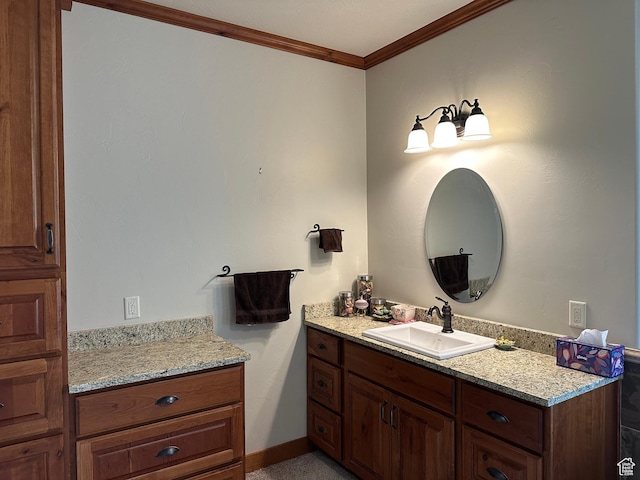 11730 E 24200 N, Fairview, UT 84629 - bathroom with vanity, crown molding, and baseboards