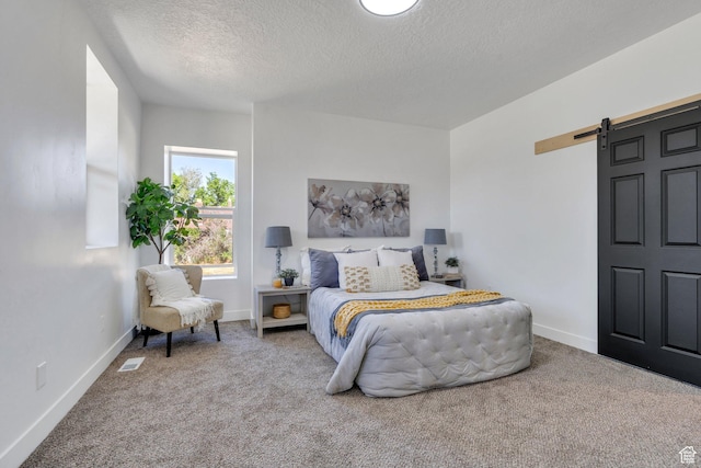 195 E 200 S, Nephi, UT 84648 - carpeted bedroom with a barn door, a textured ceiling, and baseboards