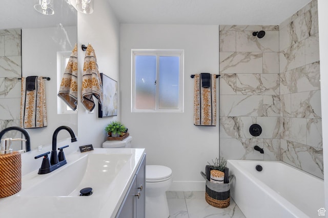 195 E 200 S, Nephi, UT 84648 - full bathroom featuring marble finish floors, vanity, healthy amount of natural light, and toilet