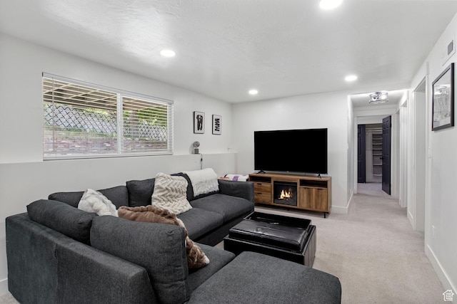 8485 S 1575 E, Sandy, UT 84093 - living room with light colored carpet, recessed lighting, and baseboards