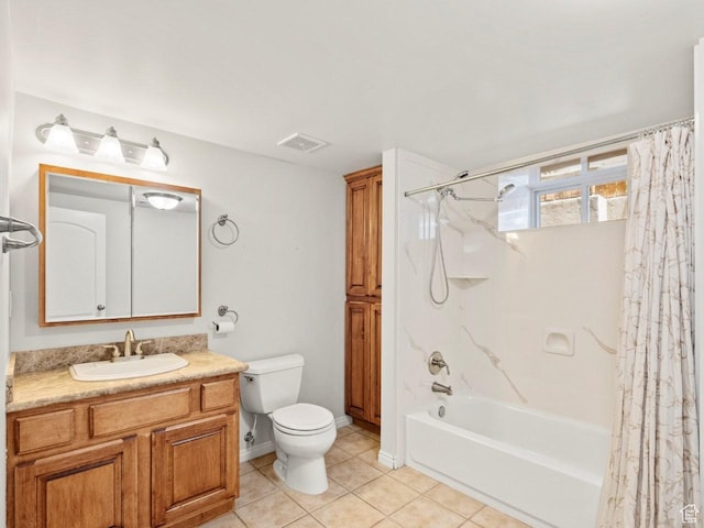 1146 E Harvard Ave S, Salt Lake City, UT 84105 - full bathroom featuring shower / tub combo with curtain, toilet, vanity, tile patterned flooring, and baseboards