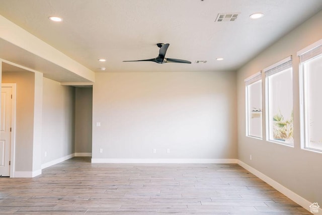 583 N Staci Dr, Hurricane, UT 84737 - empty room featuring light wood finished floors, recessed lighting, ceiling fan, and baseboards
