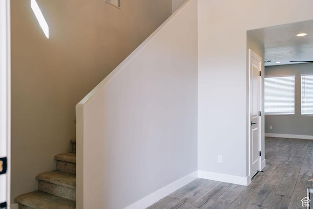 583 N Staci Dr, Hurricane, UT 84737 - staircase with wood finished floors, baseboards, and recessed lighting