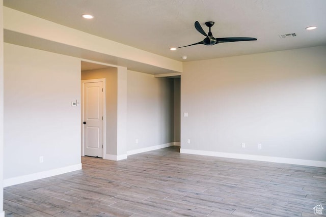 583 N Staci Dr, Hurricane, UT 84737 - spare room featuring a ceiling fan, light wood-type flooring, baseboards, and recessed lighting