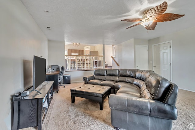 8465 S 1670 W, West Jordan, UT 84088 - living room featuring carpet flooring, a chandelier, ceiling fan, and baseboards