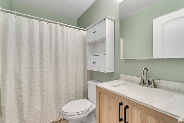8465 S 1670 W, West Jordan, UT 84088 - bathroom with toilet, vanity, a textured ceiling, and a shower with curtain