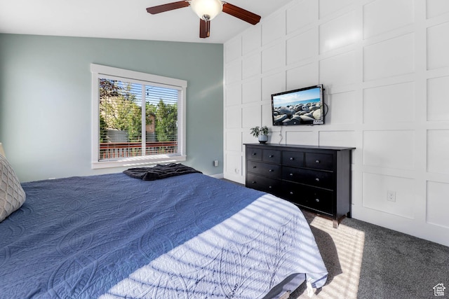 3946 W Birmingham Cir S, Jordan, UT 84009 - bedroom with carpet flooring, ceiling fan, and vaulted ceiling