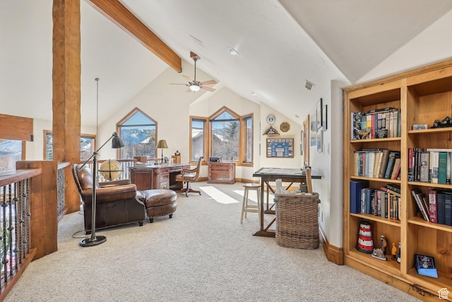 3239 Mountain Top Ln, Park City, UT 84060 - sitting room with carpet floors, an office area, and a ceiling fan