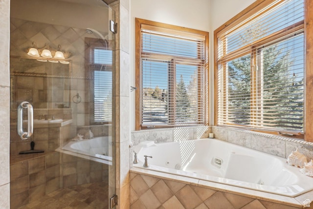 3239 Mountain Top Ln, Park City, UT 84060 - full bathroom featuring plenty of natural light, a stall shower, and a whirlpool tub