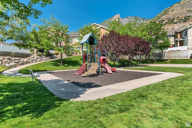 1043 Canyon Meadow Dr Unit 2, Provo, UT 84606 - community jungle gym with a lawn and a mountain view
