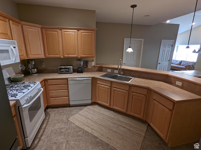 1043 Canyon Meadow Dr Unit 2, Provo, UT 84606 - kitchen featuring white appliances, a sink, light brown cabinetry, and light countertops