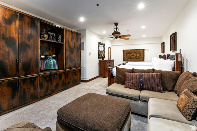 1485 Empire Ave Unit 511, Park City, UT 84060 - living area featuring light carpet, ceiling fan, and recessed lighting