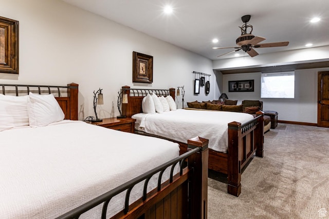 1485 Empire Ave Unit 511, Park City, UT 84060 - bedroom with light colored carpet, recessed lighting, baseboards, and ceiling fan