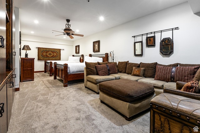 1485 Empire Ave Unit 511, Park City, UT 84060 - bedroom featuring recessed lighting, light colored carpet, baseboards, and a ceiling fan