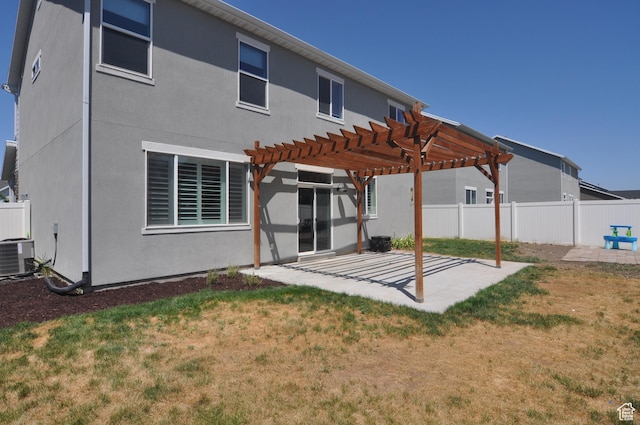 3639 S Clearwater Way, Syracuse, UT 84075 - rear view of house featuring a pergola, a patio area, stucco siding, and cooling unit