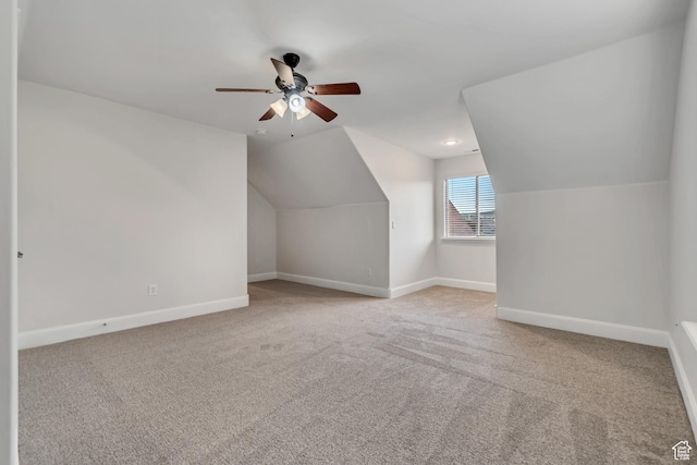 1498 W Mule Train Dr, Bluffdale, UT 84065 - additional living space with baseboards, carpet flooring, a ceiling fan, and lofted ceiling