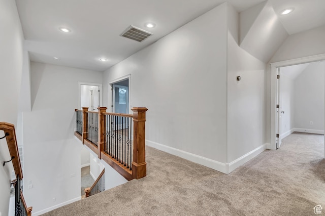 1498 W Mule Train Dr, Bluffdale, UT 84065 - hall featuring an upstairs landing, carpet, recessed lighting, and baseboards