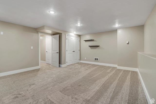 1498 W Mule Train Dr, Bluffdale, UT 84065 - finished basement with baseboards, light colored carpet, and recessed lighting