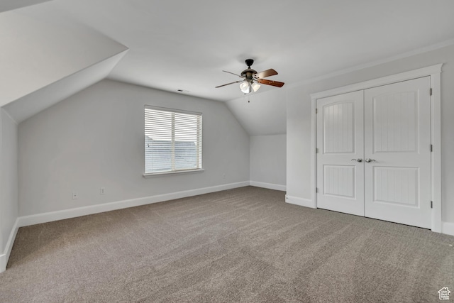 1498 W Mule Train Dr, Bluffdale, UT 84065 - additional living space featuring carpet flooring, a ceiling fan, lofted ceiling, and baseboards