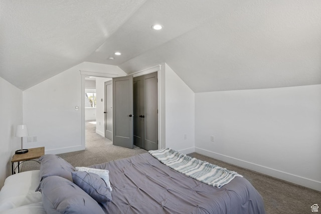 12612 S Starlite Hill Ln W, Herriman, UT 84096 - carpeted bedroom with baseboards, vaulted ceiling, and a textured ceiling