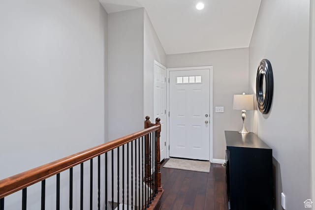 128 W 8600 S, Midvale, UT 84047 - foyer entrance featuring dark wood-type flooring, baseboards, and recessed lighting