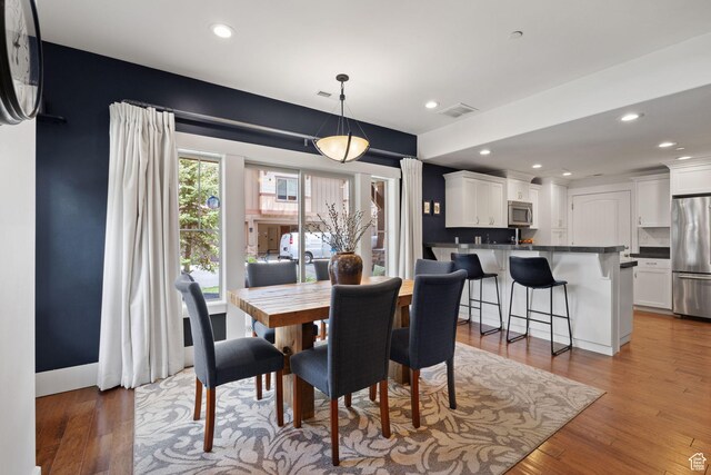 760 W Holliday Dr, Kamas, UT 84036 - dining area featuring light wood-style flooring and recessed lighting