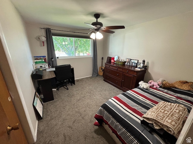230 S 700 E, Orem, UT 84097 - bedroom with light carpet, an office area, and a ceiling fan